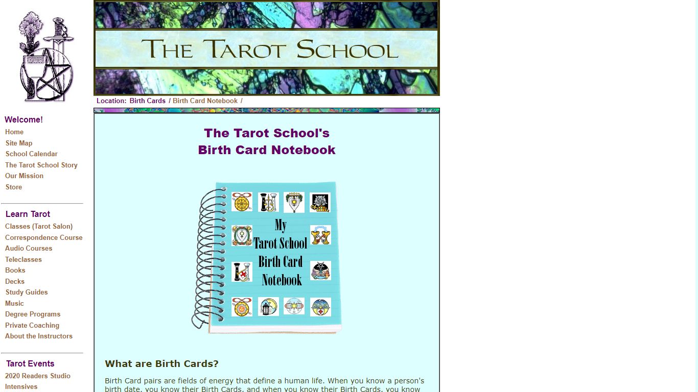 The Tarot School: Birth Card Notebook