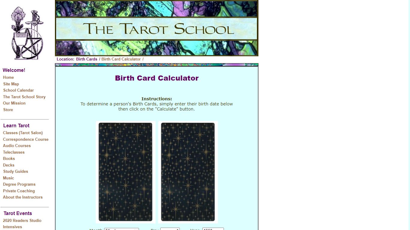 The Tarot School: Birth Card Calculator